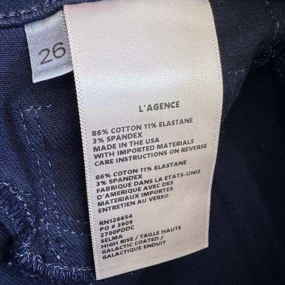 L'AGENCE Galactic Coated Selma High Rise Jeans Womens 26 EUC $290 - Picture 6 of 8